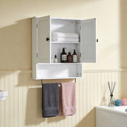 Living And Home Wall-Mounted E1-Grade Melamine-Faced Mdf Bathroom Cabinet With Adjustable Shelf White - thumbnail 2