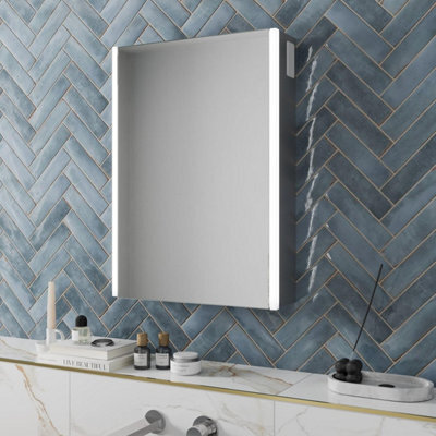 Affine Bathroom Led Mirror Cabinet Illuminated Shaver Socket Speakers Ip44 700 X 500mm - image 1