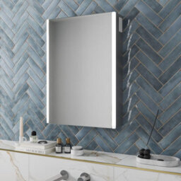 Affine Bathroom Led Mirror Cabinet Illuminated Shaver Socket Speakers Ip44 700 X 500mm - thumbnail 1