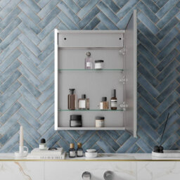 Affine Bathroom Led Mirror Cabinet Illuminated Shaver Socket Speakers Ip44 700 X 500mm - thumbnail 2