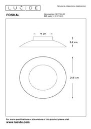 Lucide Foskal Large Led Flush Ceiling Light White 215 mm - thumbnail 5
