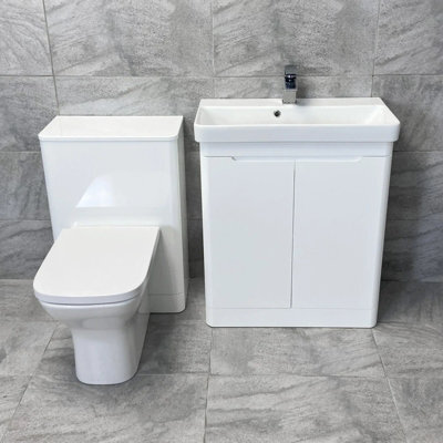 Hydros Vanity Basin Sink Wc Unit Bathroom Suite White Gloss Ross 700mm Unit - image 1