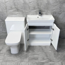 Hydros Vanity Basin Sink Wc Unit Bathroom Suite White Gloss Ross 700mm Unit - thumbnail 2