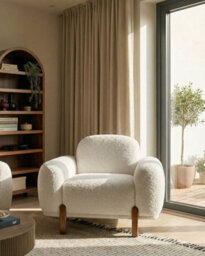 Beliani Modern Armchair Odnes Boucle White - thumbnail 2
