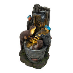 MonsterShop Outdoor Water Feature Garden Fountain Led Plug-In Pump Otter Oasis - thumbnail 2