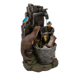 MonsterShop Outdoor Water Feature Garden Fountain Led Plug-In Pump Otter Oasis - thumbnail 3