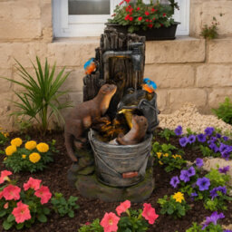 MonsterShop Outdoor Water Feature Garden Fountain Led Plug-In Pump Otter Oasis - thumbnail 4
