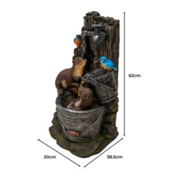 MonsterShop Outdoor Water Feature Garden Fountain Led Plug-In Pump Otter Oasis - thumbnail 5