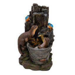MonsterShop Outdoor Water Feature Garden Fountain Led Plug-In Pump Otter Oasis - thumbnail 1