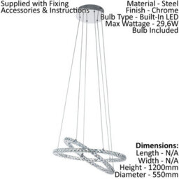 Elegant Chrome Plated Pendant Ceiling Light With Clear Crystal Shade And Led Bulb - thumbnail 2