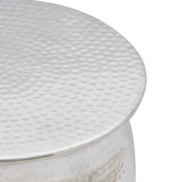 Berkfield Hammered Aluminium Stool/side Table Silver - thumbnail 3