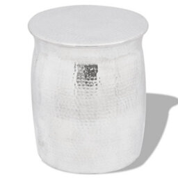 Berkfield Hammered Aluminium Stool/side Table Silver - thumbnail 1