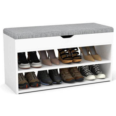 Shoe Bench Shoe Storage Rack Cabinet Organiser With Cushion Padded Seat - image 1