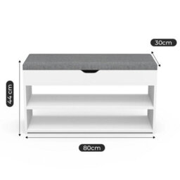 Shoe Bench Shoe Storage Rack Cabinet Organiser With Cushion Padded Seat - thumbnail 2