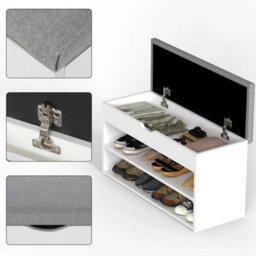 Shoe Bench Shoe Storage Rack Cabinet Organiser With Cushion Padded Seat - thumbnail 3