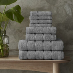 Smart Living Luxury 100% Cotton 8 Piece Super Soft Bathroom Towel Bale Set - Silver - thumbnail 1