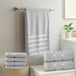 Smart Living Luxury 100% Cotton 8 Piece Super Soft Bathroom Towel Bale Set - Silver - thumbnail 2