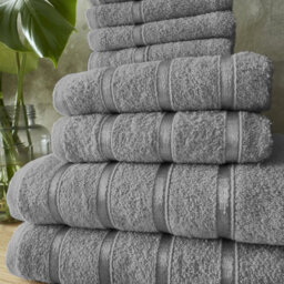 Smart Living Luxury 100% Cotton 8 Piece Super Soft Bathroom Towel Bale Set - Silver - thumbnail 6