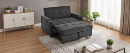 Btm 2 Seater Pull-Out Sofa Bed, Sleeper Loveseat With Cup Holders, Fold-Out Guest Sofa, Space Saving - thumbnail 9