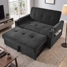 Btm 2 Seater Pull-Out Sofa Bed, Sleeper Loveseat With Cup Holders, Fold-Out Guest Sofa, Space Saving - thumbnail 5