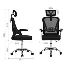 Living And Home Swivel Ergonomic Office Chair With Headrest-Black - thumbnail 6