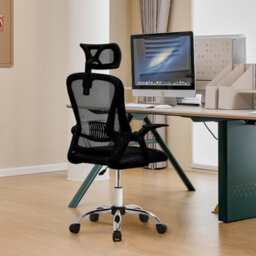 Living And Home Swivel Ergonomic Office Chair With Headrest-Black - thumbnail 2