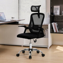 Living And Home Swivel Ergonomic Office Chair With Headrest-Black