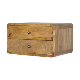 Wyld Haus Gradara Mango Wood 2-Drawer Floating Bedside Table, Natural Oak Finish - thumbnail 4