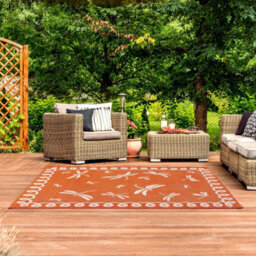 Orange Outdoor Rug, Animal Bordered Stain-Resistant Rug For Patio Decks Balcony, Modern Outdoor Area Rug-200Cm X 290Cm