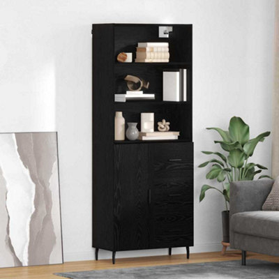 Walplus Highboard 2 Pcs Black Oak 69.5 X 34 X 180 Cm Engineered Wood - image 1