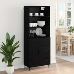 Walplus Highboard 2 Pcs Black Oak 69.5 X 34 X 180 Cm Engineered Wood - thumbnail 4