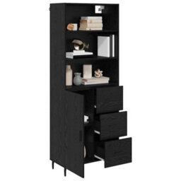 Walplus Highboard 2 Pcs Black Oak 69.5 X 34 X 180 Cm Engineered Wood - thumbnail 3