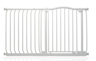 Safetots Curved Top Safety Gate, 125Cm - 134Cm, Matt White, Pressure Fit Stair Gate - image 1