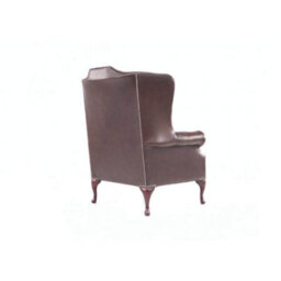 Chesterfield High Back Wing Chair Antique Brown Real Leather Bespoke In Mallory Style - thumbnail 9