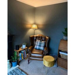 Chesterfield High Back Wing Chair Antique Brown Real Leather Bespoke In Mallory Style - thumbnail 2