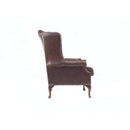 Chesterfield High Back Wing Chair Antique Brown Real Leather Bespoke In Mallory Style - thumbnail 7