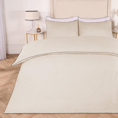 OHS Luxury Duvet Cover Set Piped Edge Soft Quilt Pillowcase Bedding, Superking - image 1