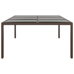 Berkfield Garden Table With Glass Top Brown 200X150X75 Cm Rattan - thumbnail 3
