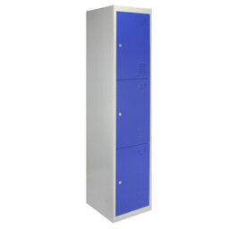 MonsterShop 3 X Metal Storage Lockers - Three Doors, Blue - Flatpack - thumbnail 3