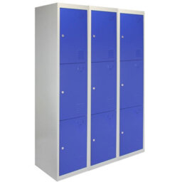 MonsterShop 3 X Metal Storage Lockers - Three Doors, Blue - Flatpack - thumbnail 2