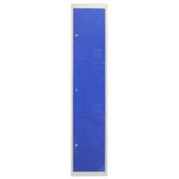 MonsterShop 3 X Metal Storage Lockers - Three Doors, Blue - Flatpack - thumbnail 4