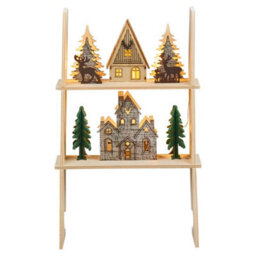 Urbn-Living Urbnliving 33Cm Height 6 Led Winter Scene Trees Houses Display Ladder Decoration Warm White Led Lights - thumbnail 4