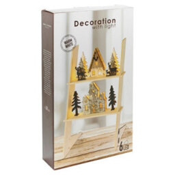 Urbn-Living Urbnliving 33Cm Height 6 Led Winter Scene Trees Houses Display Ladder Decoration Warm White Led Lights - thumbnail 5