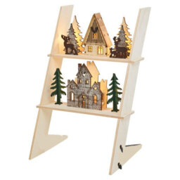 Urbn-Living Urbnliving 33Cm Height 6 Led Winter Scene Trees Houses Display Ladder Decoration Warm White Led Lights - thumbnail 2