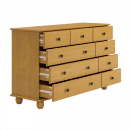 Wide Pine Chest Of 9 Drawer Home Bedroom Furniture - thumbnail 4