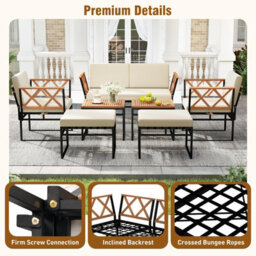 Costway 7 Piece Outdoor Conversation Set Patio Metal Sectional Sofa Set W/ Cushions - thumbnail 8