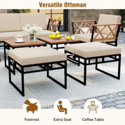 Costway 7 Piece Outdoor Conversation Set Patio Metal Sectional Sofa Set W/ Cushions - thumbnail 7