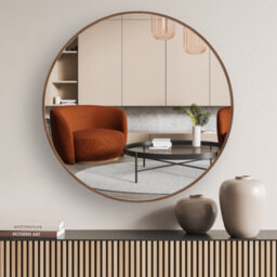 Nielsen Jaron Aluminium Wall Mirror, Round  80Cm - Walnut - thumbnail 1