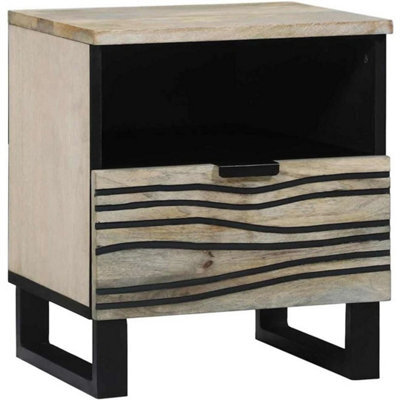 Bedside Cabinet Table Solid Acacia Wood Bedroom Drawers Shelving - image 1