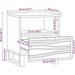 Bedside Cabinet Table Solid Acacia Wood Bedroom Drawers Shelving - thumbnail 2